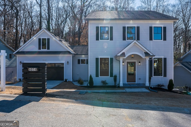 view of front of house with a garage