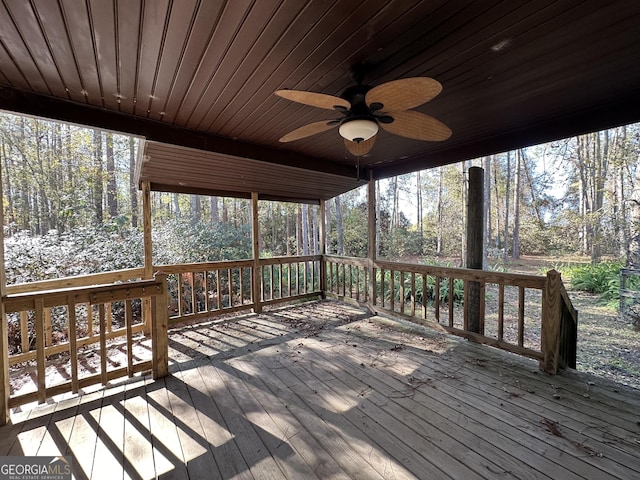 wooden terrace with ceiling fan