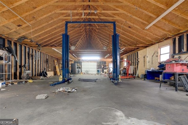 misc room with vaulted ceiling