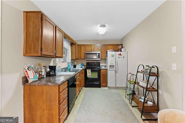 kitchen with sink and black appliances