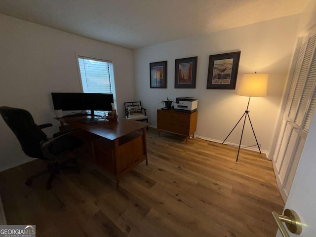 office area featuring hardwood / wood-style flooring