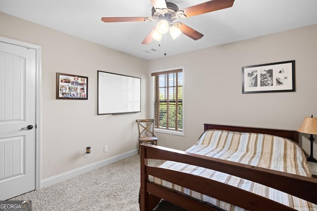 bedroom with carpet and ceiling fan