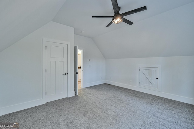 200 Greenpeace Way, Martin, GA 30557 - bonus room with vaulted ceiling, baseboards, carpet, and ceiling fan