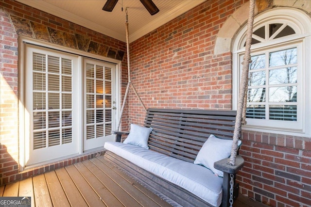 deck featuring ceiling fan