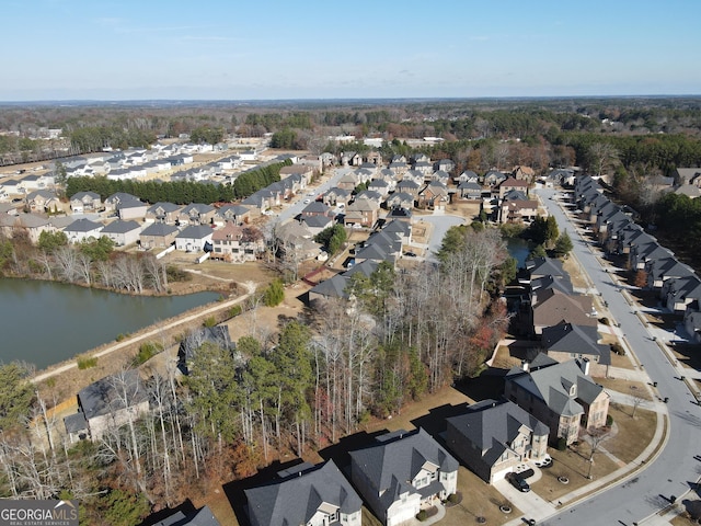 bird's eye view featuring a water view