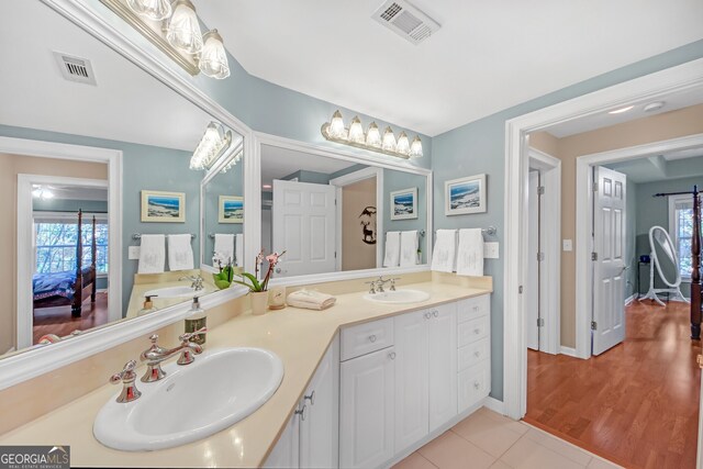 full bathroom featuring separate shower and tub, tile patterned floors, vanity, and toilet