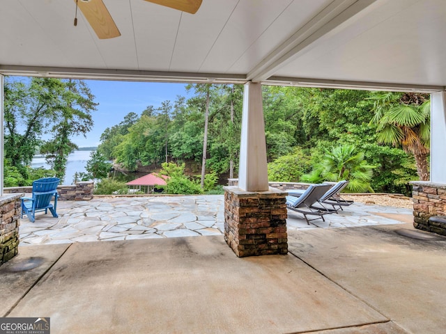 view of patio / terrace with ceiling fan