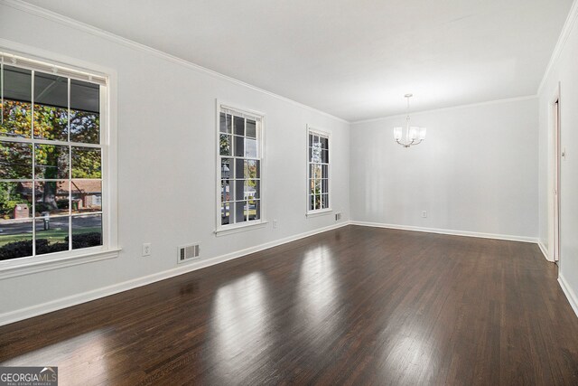 2540 Thornton Dr, Atlanta, GA 30349 - empty room featuring ceiling fan, dark hardwood / wood-style floors, and crown molding
