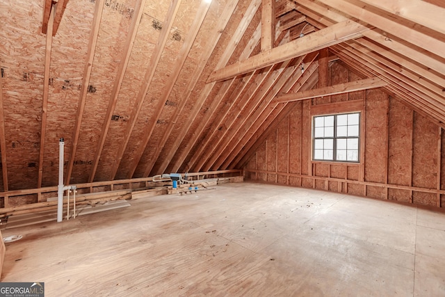 view of unfinished attic