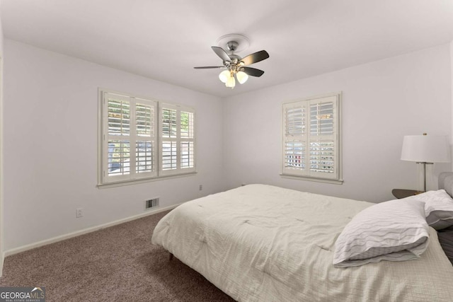 bedroom with carpet and ceiling fan