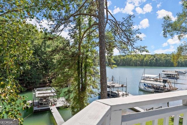 dock area featuring a water view