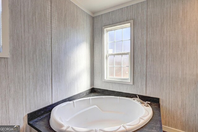 empty room with dark hardwood / wood-style floors and ornamental molding