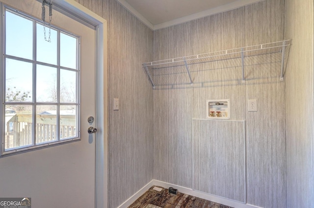 laundry area featuring hardwood / wood-style flooring and washer hookup