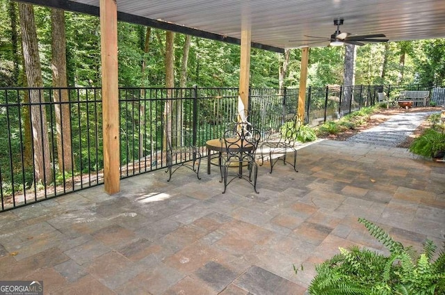 view of patio / terrace featuring ceiling fan