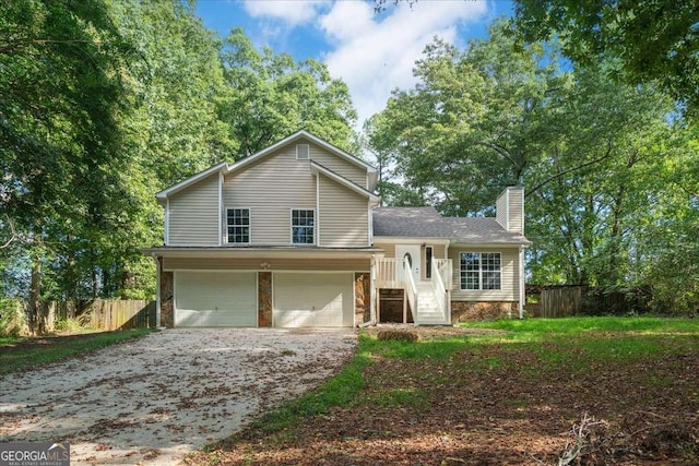 split level home featuring a garage