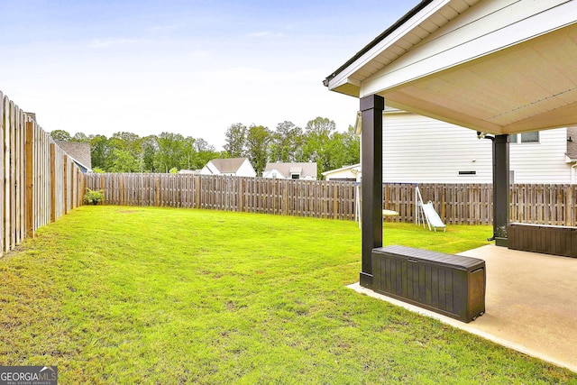 view of yard with a patio area