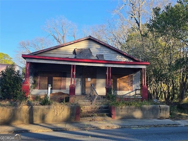 view of front of home with a porch