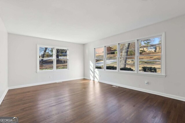 spare room featuring dark wood-type flooring