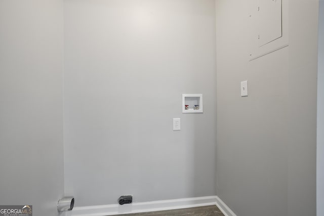 laundry area featuring washer hookup and wood-type flooring