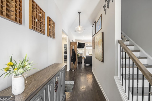 hall featuring dark hardwood / wood-style floors