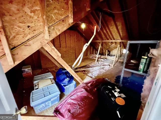 view of unfinished attic