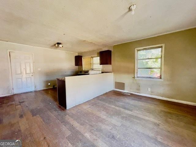 kitchen with hardwood / wood-style floors and kitchen peninsula