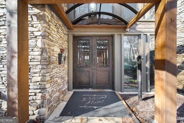 entrance to property with french doors