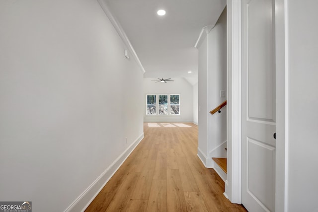 corridor featuring light hardwood / wood-style flooring