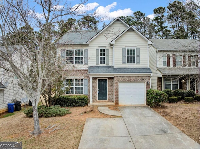 view of front property with a garage