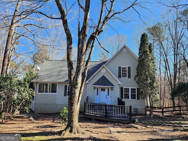 view of front of home with a deck