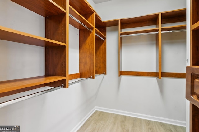 spacious closet with light wood-type flooring