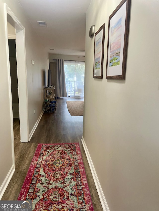 hall featuring dark hardwood / wood-style flooring