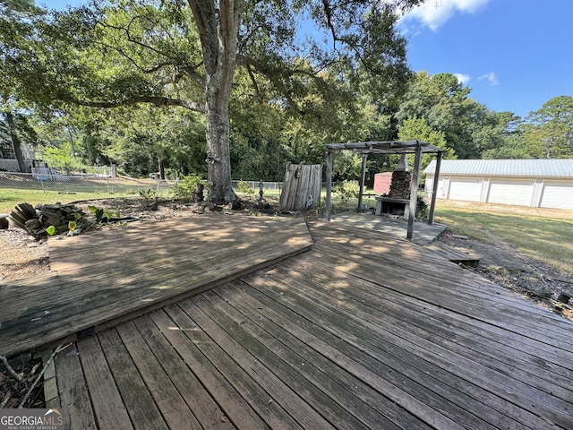 wooden deck featuring a pergola