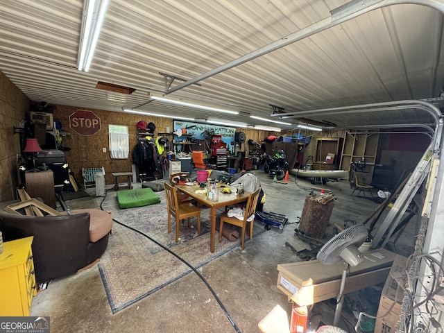 garage featuring a workshop area