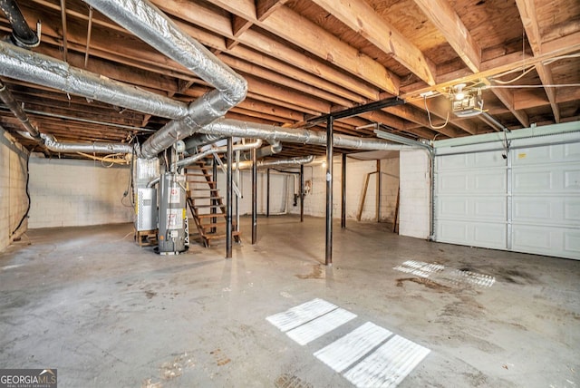 basement featuring water heater