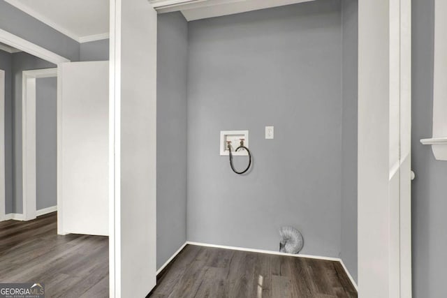 laundry area with hookup for a washing machine and dark hardwood / wood-style floors