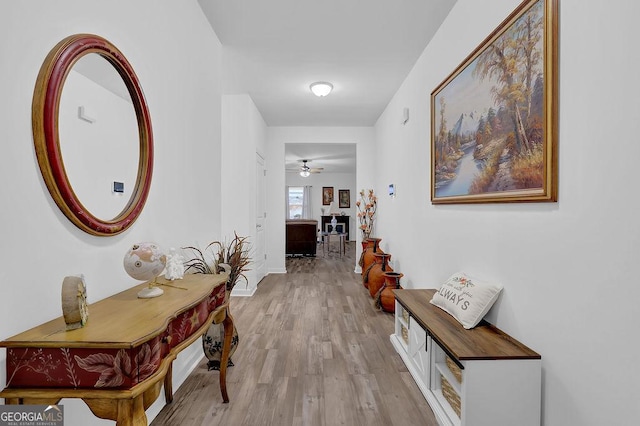 hall featuring light hardwood / wood-style floors