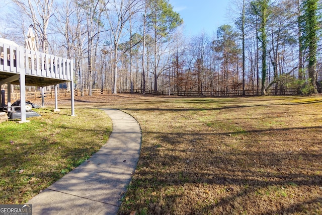 view of yard with a deck