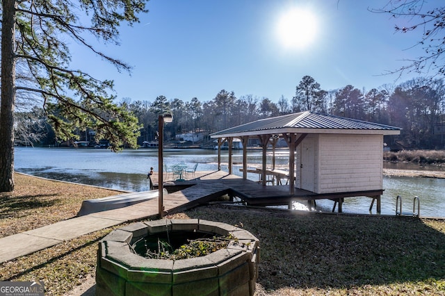 view of dock featuring a water view