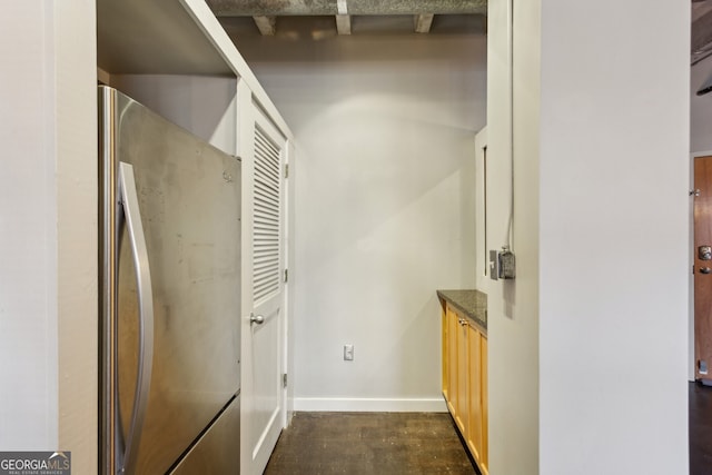 kitchen featuring stainless steel fridge