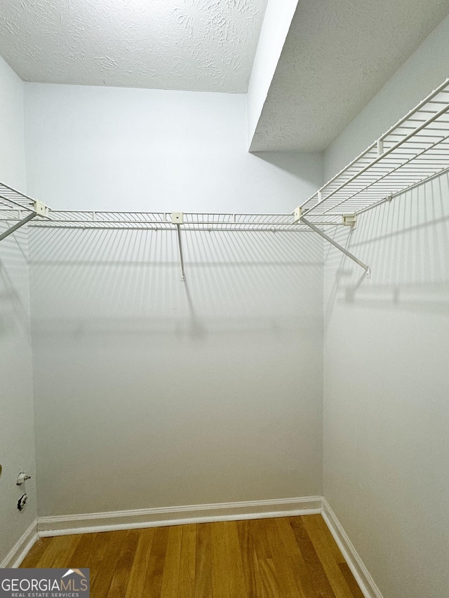 walk in closet with hardwood / wood-style flooring