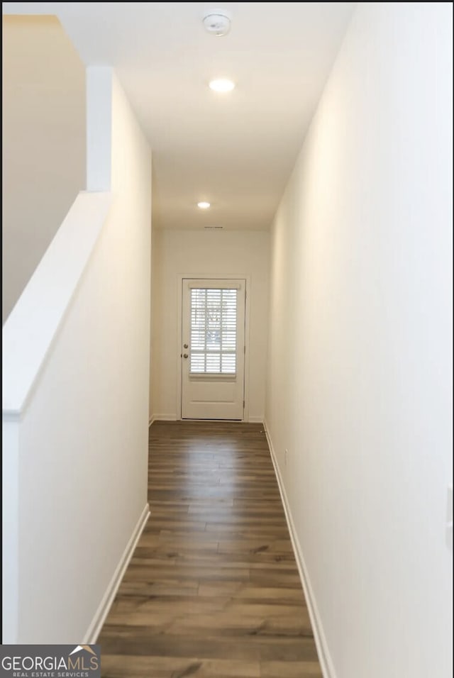 hall featuring dark hardwood / wood-style flooring