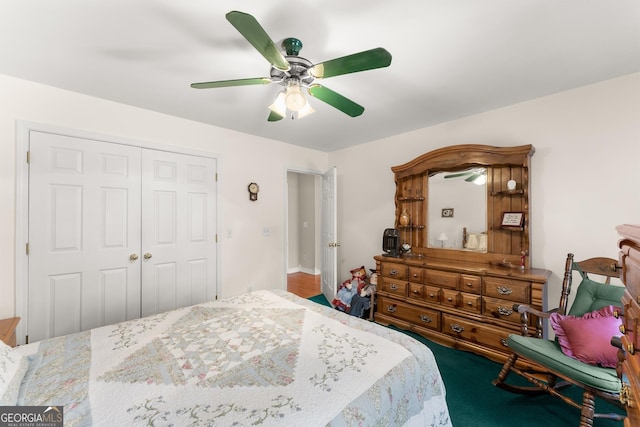 2314 Panorama Dr, Sautee Nacoochee, GA 30571 - bedroom with ceiling fan and a closet