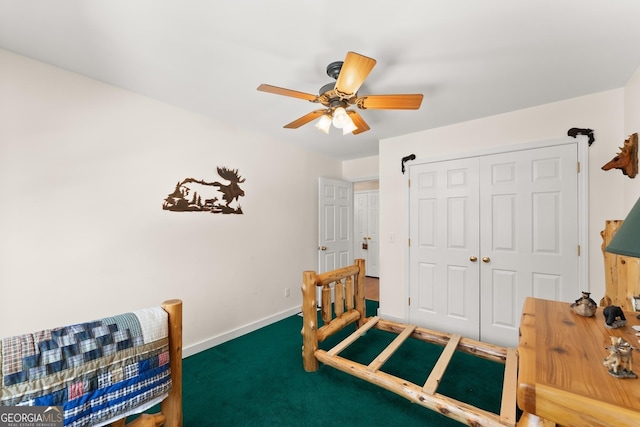 2314 Panorama Dr, Sautee Nacoochee, GA 30571 - carpeted bedroom with ceiling fan