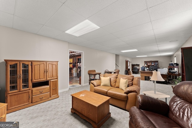2314 Panorama Dr, Sautee Nacoochee, GA 30571 - living room featuring carpet, a drop ceiling, and baseboard heating