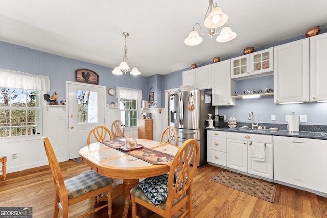 2314 Panorama Dr, Sautee Nacoochee, GA 30571 - dining space with a chandelier and dark hardwood / wood-style flooring