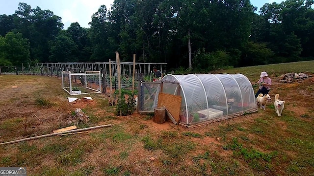 exterior space featuring an outbuilding