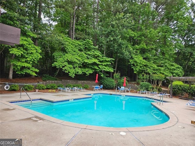 view of pool featuring a patio area