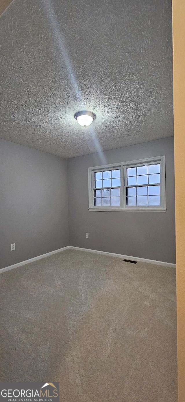 empty room featuring carpet flooring and a textured ceiling