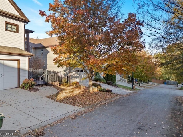 exterior space featuring a garage